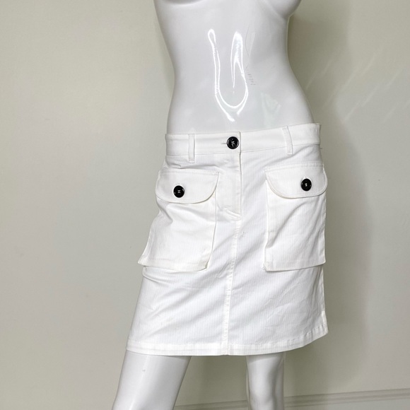 BURBERRY Skirt  8 Cotton Pockets Stripe Offwhite - Picture 4 of 15